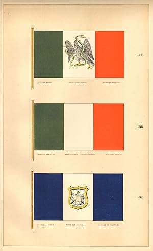 135. Mexican Ensign, Mexikanische Fahne, Enseigne Mexicaine; 136. Mexican Merchant, Mexicanischer...