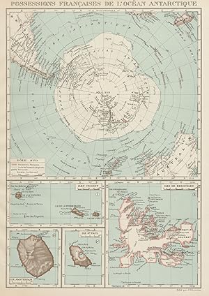 Possessions Françaises de l'Océan Antarctique. Pôle Sud; Îles Crozet; Île Amsterdam; Île St Paul;...