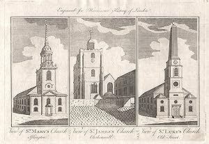 View of St Mary's Church, Islington. View of St James's Church, Clerkenwell. View of St Luke's ch...