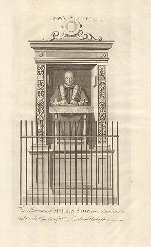 Image du vendeur pour The Monument of Mr John Stow, now standing in the parish church of St. Andrew Undershaft mis en vente par Antiqua Print Gallery