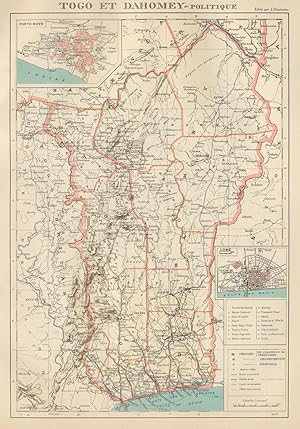 Togo et Dahomey - Politique. Inset: Porto-Novo; Lomé
