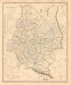 RUSSIA IN EUROPE PART X, General map; inset table of population of main towns and cities