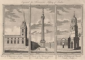 View of St Bennet's Grace Church, Fenchurch Street. View of the Monument, Fish Street Hill. View ...