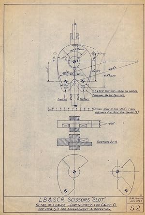 LB & SCR Scissors "Slot". Details of leaves - dimensioned for gauge O