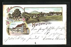 Foto-Ansichtskarte Holthausen, Gasthof G. Sengstmann, Totalansicht, Dorflinde
