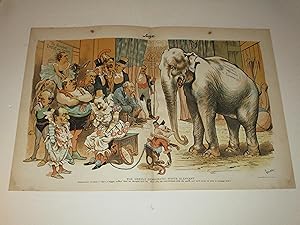 Seller image for 1891 Judge Lithograph of "The Unruly Democratic White Elephant" - Tremendous Democratic Majority in Congress - 19th Century Political Humor for sale by rareviewbooks