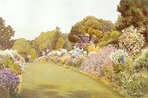 THE BORDERS ON THE LAWN AT the SWISS COTTAGE at OSBORNE,1912 Colour Bookplate Print With Tissue