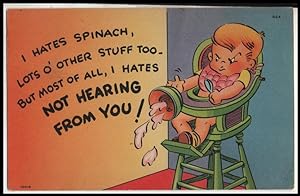 Imagen del vendedor de picky eater postcard: I Hates Spinach a la venta por Mobyville