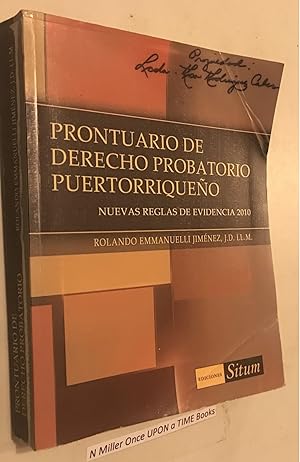 Seller image for Prontuario de Derecho Probatorio Puertorriqueno: Nuevas Reglas de Evidencia 2010 for sale by Once Upon A Time