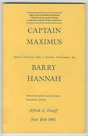 Seller image for Captain Maximus: Short Stories and A Screen Treatment for sale by Between the Covers-Rare Books, Inc. ABAA