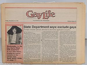 Image du vendeur pour GayLife: the Midwest gay newsleader; vol. 5, #23, Friday, Nov. 23, 1979: State Dept. Says: Exclude Gays mis en vente par Bolerium Books Inc.