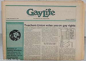 Imagen del vendedor de GayLife: the Midwest gay newsleader; vol. 5, #21, Friday, Nov. 9, 1979: Teachers Union Votes Yes on Gay Rights a la venta por Bolerium Books Inc.