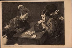Künstler Ansichtskarte / Postkarte da Caravaggio, Michelangelo, Der Falschspieler, Kartenspiel
