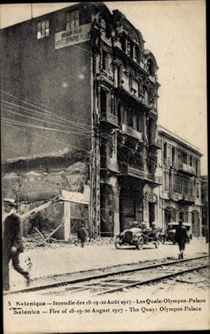 Immagine del venditore per Ansichtskarte / Postkarte Saloniki Thessaloniki Griechenland, Incendie en 1917, Les Quais, Olympos Palace venduto da akpool GmbH