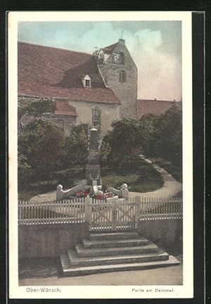 Ansichtskarte Ober-Wünsch, Partie am Denkmal