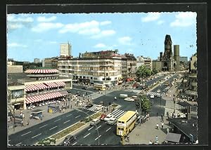 Bild des Verkufers fr Ansichtskarte Berlin, Kurfrstendamm mit Kranzler und neuer und alter Kaiser-Wilhelm-Gedchtnis-Kirche zum Verkauf von Bartko-Reher