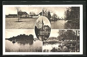 Bild des Verkufers fr Ansichtskarte Kardasova Recice, Ort in kalter Jahreszeit, Teich, Fluss zum Verkauf von Bartko-Reher