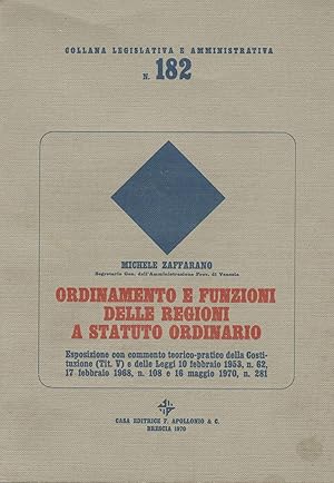 Ordinamento e funzioni delle regioni a statuto ordinario