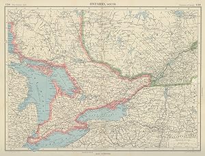 Quebec Michigan SOUTH ONTARIO Antique MAP 1949 John Bartholomew Lake Heron