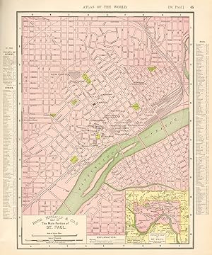 Rand McNally & Co.'s Map of the main portion of St. Paul; Inset Vicinity of St. Paul and Minneapolis