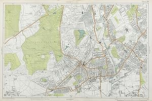 Sheet 20 from Bacon's 1920 London street atlas covering part of South West London inc. Wimbledon,...