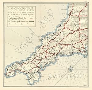 Map of Cornwall shewing new building developments in relation to omnibus routes