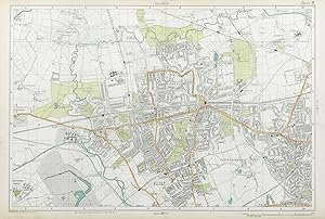 Sheet 9 from Bacon's 1920 London street atlas covering part of West London inc. Ealing, Acton, Gr...