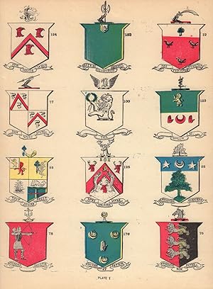 Plate 1 [Coats of arms of leading Irish families: 12 (Haggerty) - 25 (Magauran, McGovern) - 76 (O...