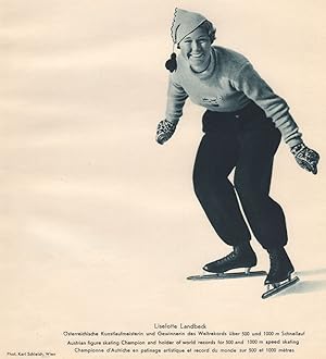 Imagen del vendedor de Liselotte Landbeck - Austrian figure skating Champion and holder of world records for 500 and 1000m speed skating a la venta por Antiqua Print Gallery