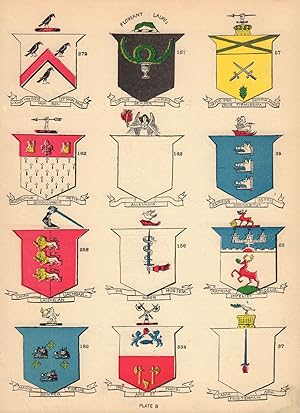 Plate 3 [Coats of arms of leading Irish families: 37 (O'Sullivan) - 39 (Healy) - 57 (Doody, Dowd)...