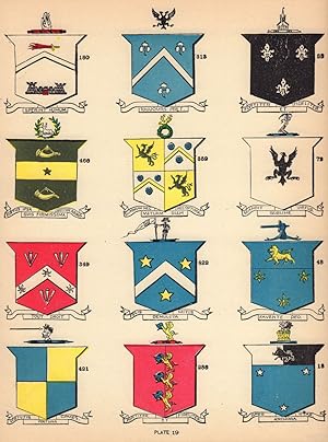 Plate 19 [Coats of arms of leading Irish families: 18 (Doran) - 48 (McElroy, Shanly) - 72 (Moriar...