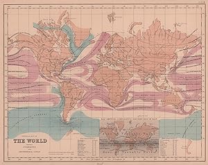 Physical Map of the World showing currents and isothermal Lines. Map showing comparative distribu...