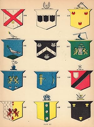 Plate 27 [Coats of arms of leading Irish families: 114 (O'Dell) - 118 (Keilty, McMorrough, Sloan)...