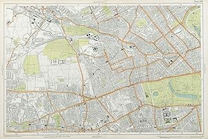 Sheet 10 from Bacon's 1920 London street atlas covering part of West London inc. Notting Hill, Ke...
