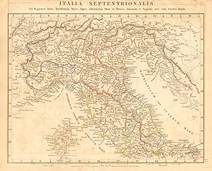 Italia Septentrionalis vel regiones intra Tyrrhenum Mare, Alpes, Adriaticum Mare, et fluvios Anie...