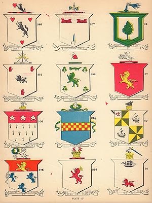 Plate 17 [Coats of arms of leading Irish families: 27 (Gibbons) - 36 (Leary, O'Leary, Ross, Toome...