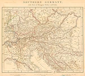 Seller image for Southern Germany, with parts of Hungary, Turkey and Italy for sale by Antiqua Print Gallery