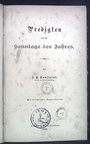 Imagen del vendedor de Predigten auf alle Sonntage des Jahres. a la venta por books4less (Versandantiquariat Petra Gros GmbH & Co. KG)