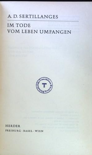 Bild des Verkufers fr Im Tode vom Leben umfangen. zum Verkauf von books4less (Versandantiquariat Petra Gros GmbH & Co. KG)