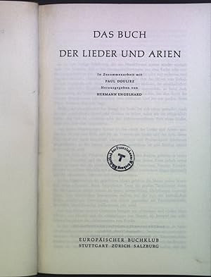 Seller image for Das Buch der Lieder und Arien for sale by books4less (Versandantiquariat Petra Gros GmbH & Co. KG)