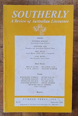 Bild des Verkufers fr SOUTHERLY: A Review of Australian Literature: Number Three of 1988 zum Verkauf von Uncle Peter's Books