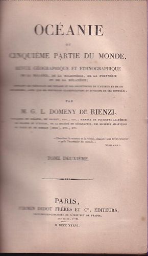 Imagen del vendedor de OCEANIE OU CINQUIEME PARTIE DU MONDE - Revue Gographique et Ethnographique de la Malaisie, de la Micronsie, de la Polynsie et de la Mlansie - (Tome Deuxieme / Volume 2) a la venta por Jean-Louis Boglio Maritime Books