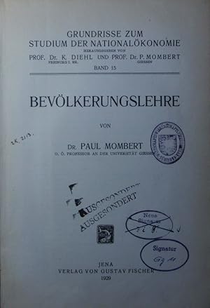 Seller image for Bevlkerungslehre. for sale by Antiquariat Bookfarm