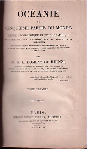 Imagen del vendedor de OCEANIE OU CINQUIEME PARTIE DU MONDE - Revue Gographique et Ethnographique de la Malaisie, de la Micronsie, de la Polynsie et de la Mlansie - (Tome Premier / Volume One) a la venta por Jean-Louis Boglio Maritime Books