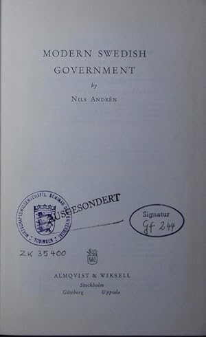 Bild des Verkufers fr Modern Swedish government. zum Verkauf von Antiquariat Bookfarm