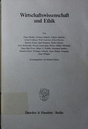 Seller image for Wirtschaftswissenschaft und Ethik. for sale by Antiquariat Bookfarm