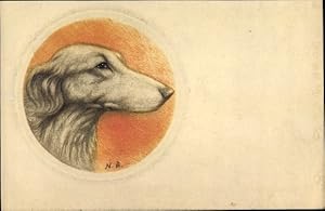 Künstler Ansichtskarte / Postkarte Windhund, Hundeportrait