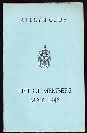 Seller image for Alleyn Club List of Members May 1946 for sale by Lazy Letters Books