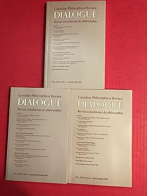 Bild des Verkufers fr Dialogue: Canadian Philosophical Review: Revue Canadienne De Philosophie Vol. XXXV, No. 2, 3. 4 Spring, Summer, Fall 1996 zum Verkauf von COVENANT HERITAGE LIBRIS