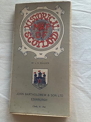 Seller image for HISTORICAL MAP OF SCOTLAND DEPICTING ARMS OF SCOTTISH FAMILY CLANS AND YEARS (1952) for sale by Masons' Books